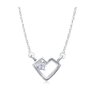 Lovely Heart Shaped Silver Necklace SPE-5445
